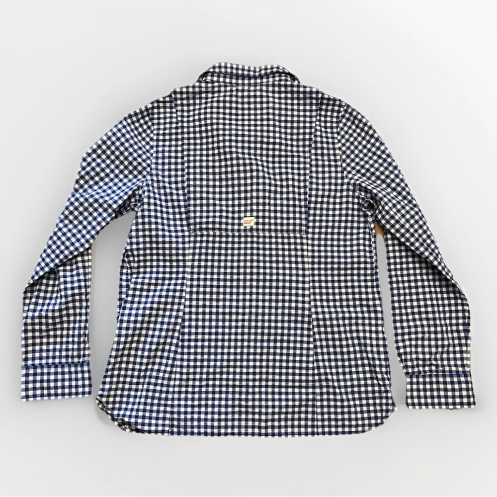 Vineyard Vines Women’s Outdoor Performance Long Sleeve Blue Gingham Button Down - Picture 2 of 12